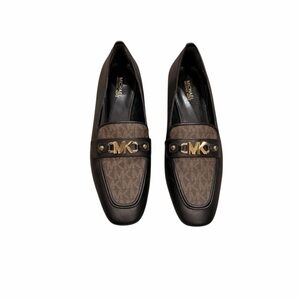 Michael Kors Black and Brown Loafers with Gold Accent